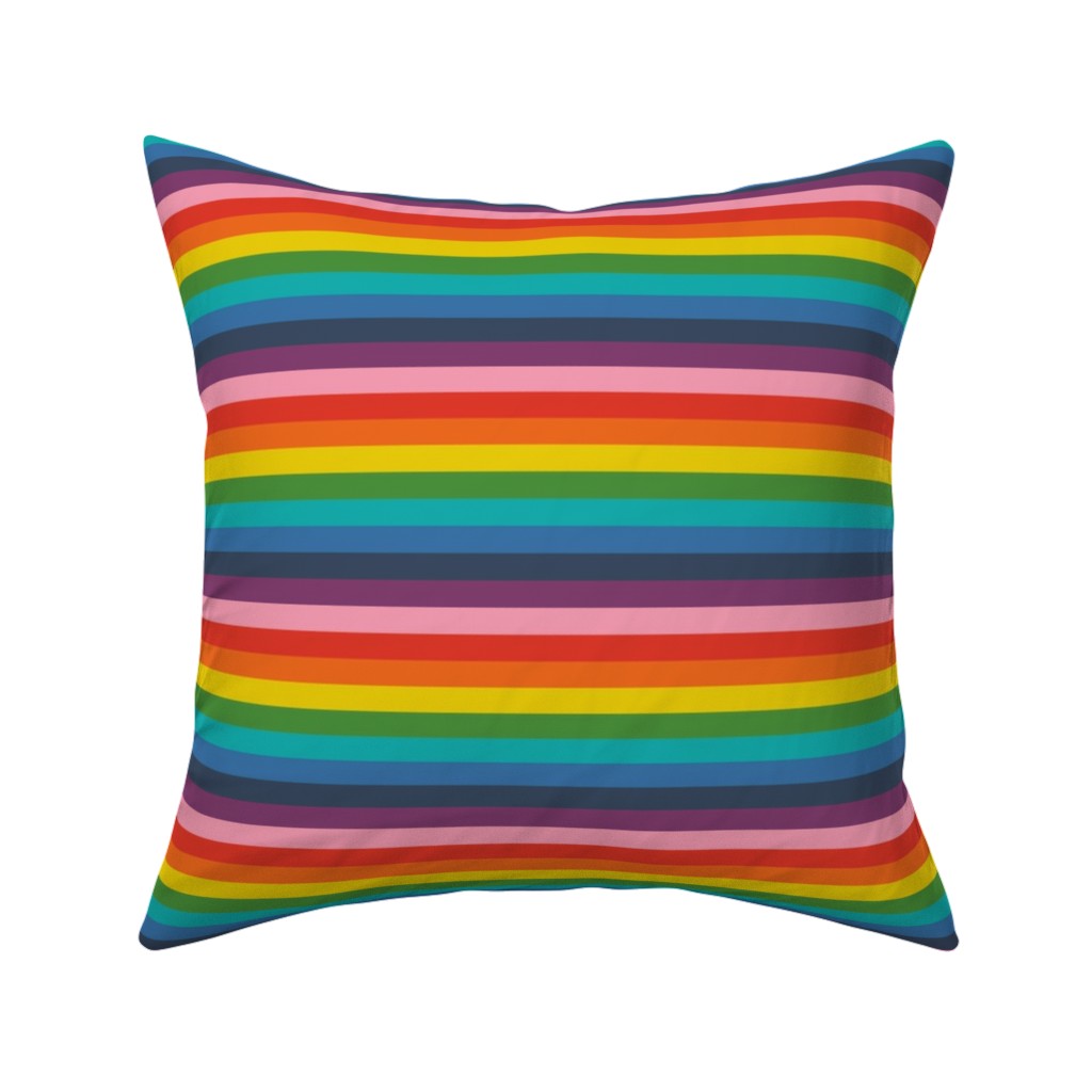 Colorful Live - Rainbow Stripe Pillow, Woven, White, 16x16, Double Sided, Multicolor