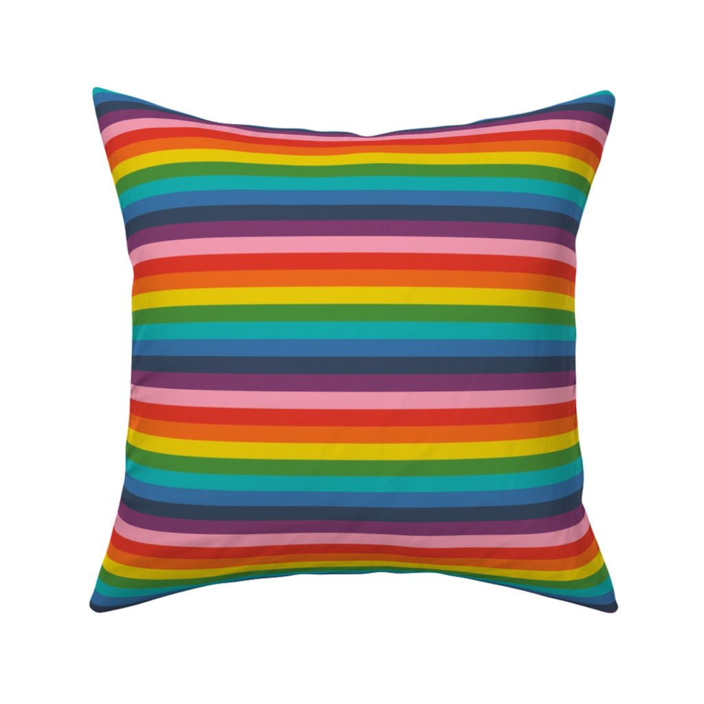 Colorful Live - Rainbow Stripe Pillow, Woven, White, 16x16, Double Sided, Multicolor