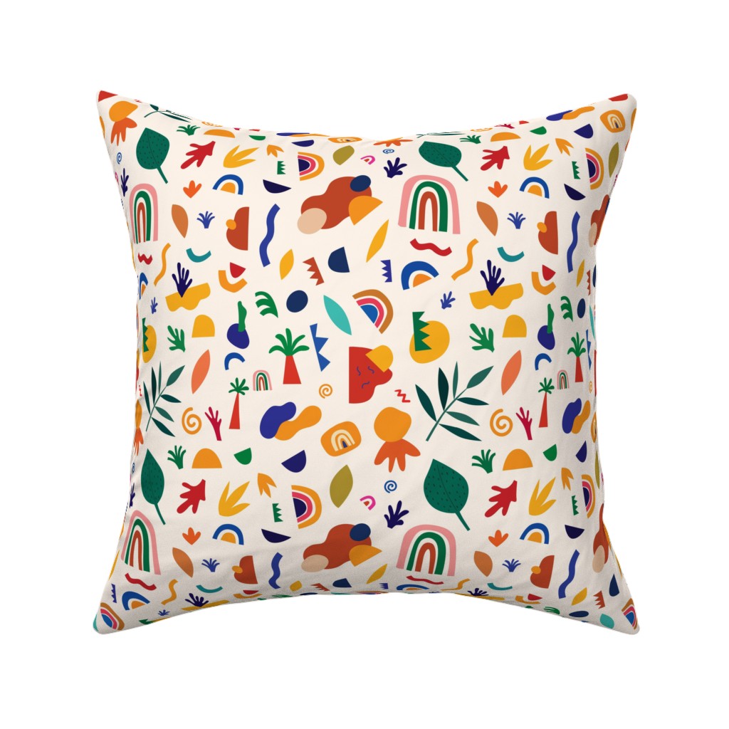 Seamless Pattern - Multi Pillow, Woven, White, 16x16, Double Sided, Multicolor