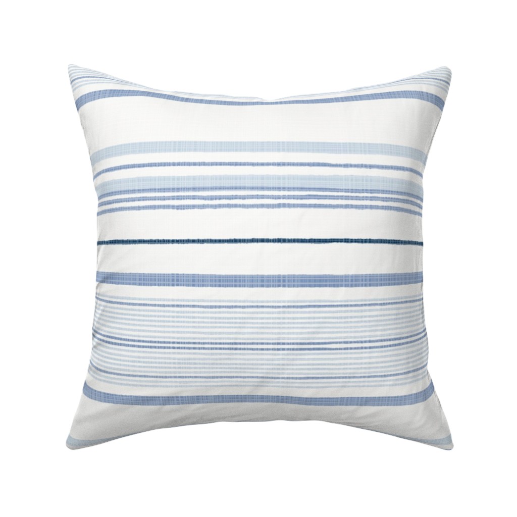 Double Anderson Stripe - Blue Pillow, Woven, White, 16x16, Double Sided, Blue
