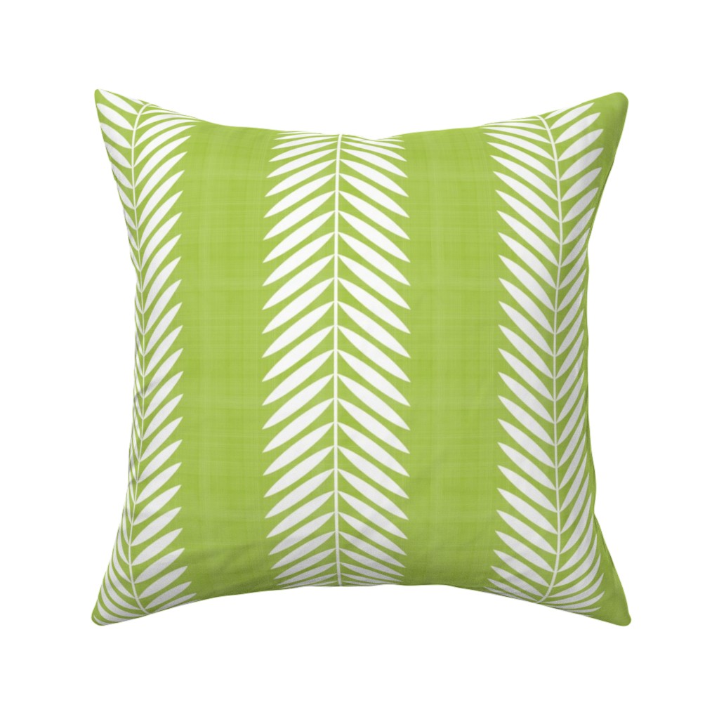 Laurel Leaf Stripe Pillow, Woven, White, 16x16, Double Sided, Green