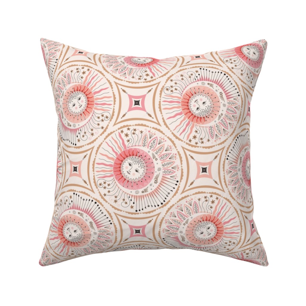 Celestial Talisman in Pink Pillow, Woven, White, 16x16, Double Sided, Pink, Bright Pink