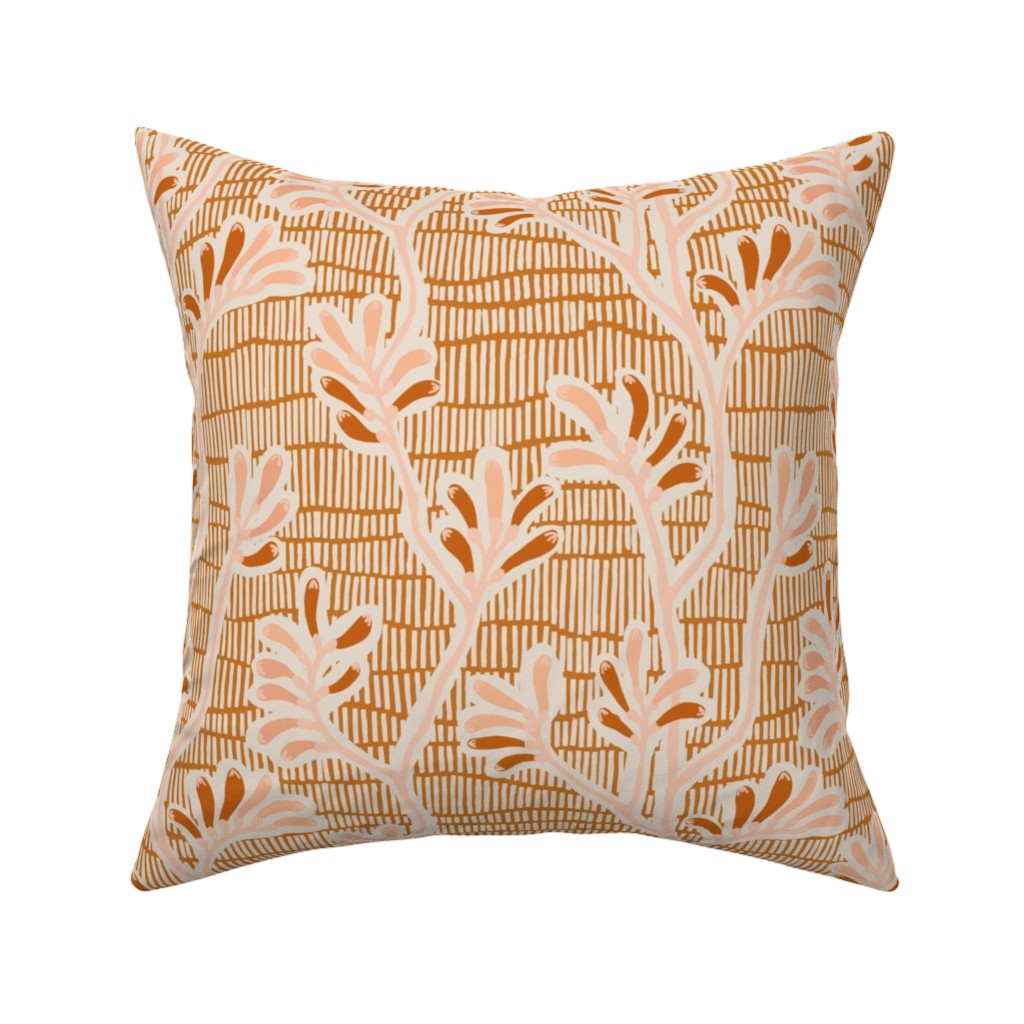 Kangaroo Paw - Floral Pillow, Woven, White, 16x16, Double Sided, Pink, Bright Pink