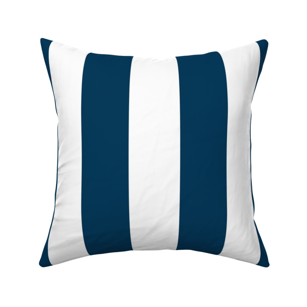 Cabana Stripe - Navy and White Pillow, Woven, White, 16x16, Double Sided, Blue