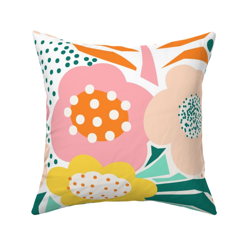 Florals - Multi Pillow, Woven, White, 16x16, Double Sided, Multicolor