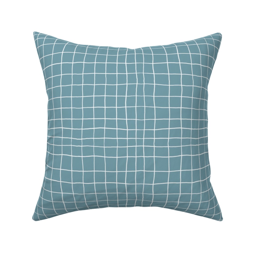Springfield - Blue Pillow, Woven, White, 16x16, Double Sided, Blue