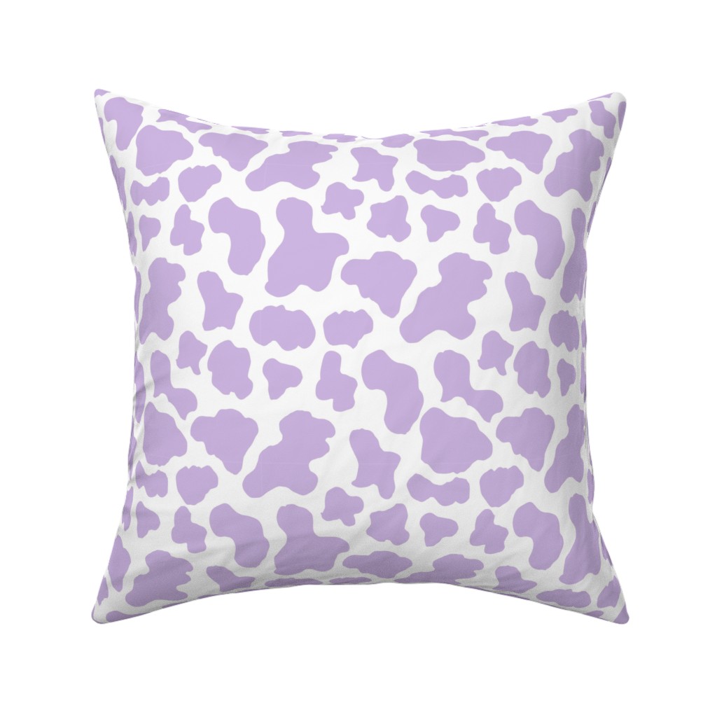 Cow Print Pillow, Woven, White, 16x16, Double Sided, Purple, Violet