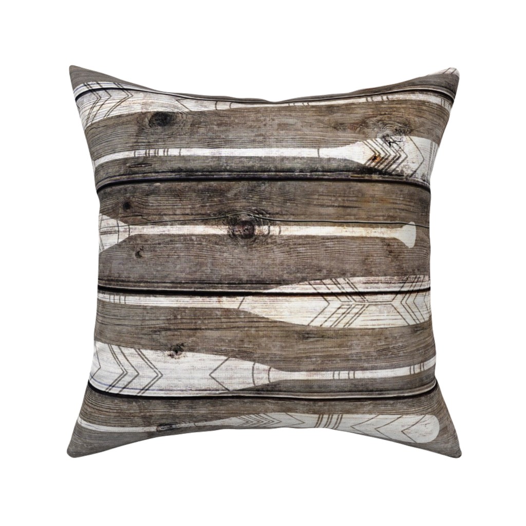 Oars on Barnwood - Neutral Pillow, Woven, White, 16x16, Double Sided, Brown