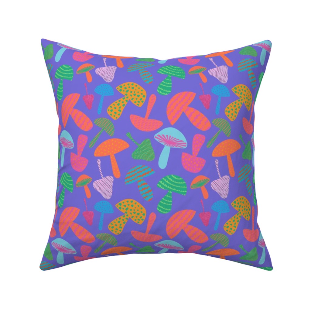 Mushroom Tossed - Bold Pillow, Woven, White, 16x16, Double Sided, Purple