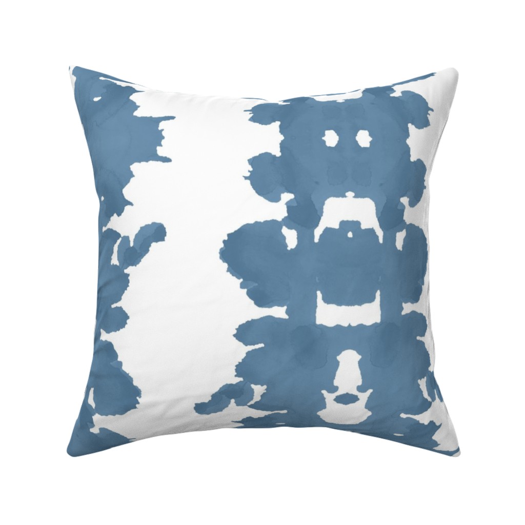 Double Inkblot - Blue Pillow, Woven, White, 16x16, Double Sided, Blue