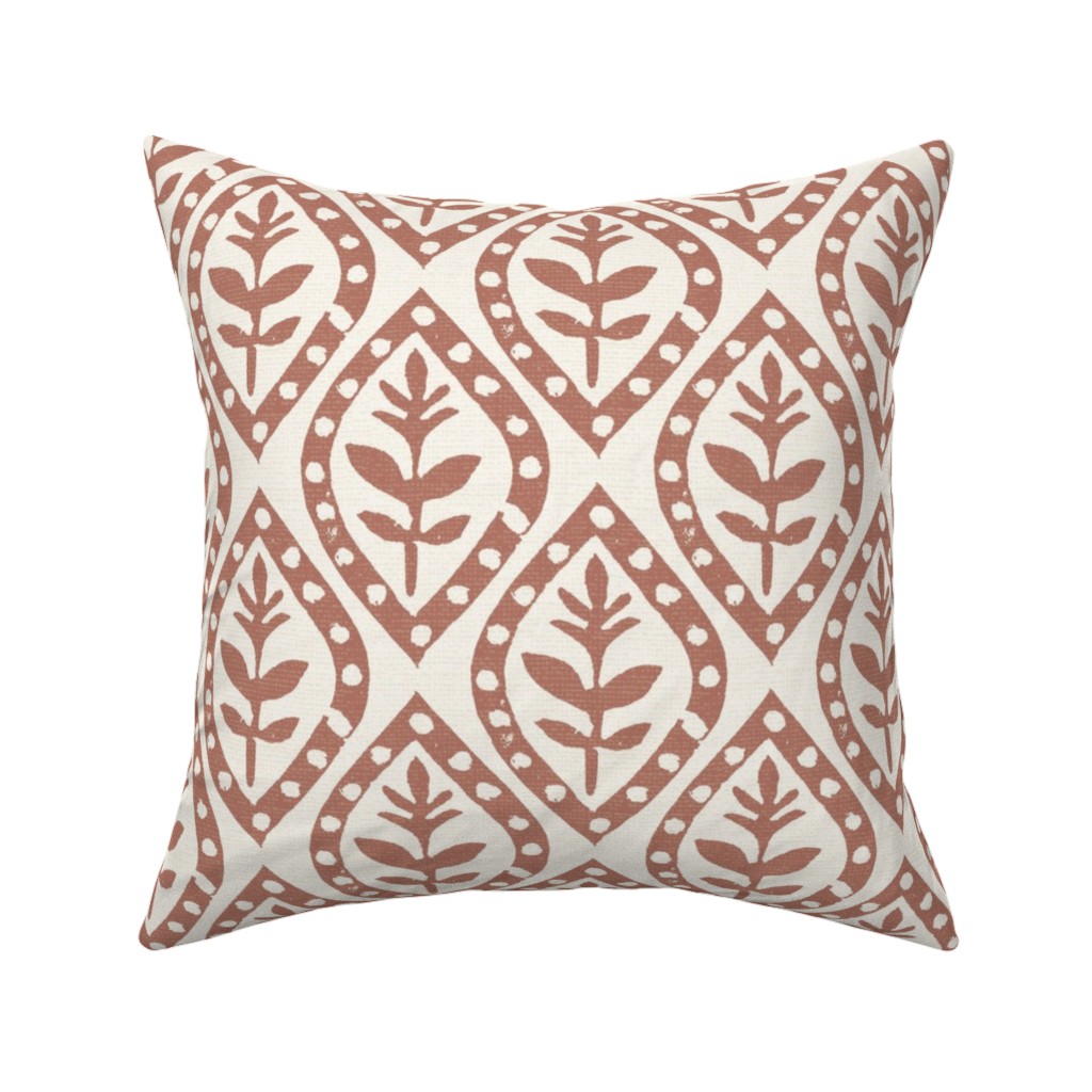 Molly's Print - Terracotta Pillow, Woven, White, 16x16, Double Sided, Brown