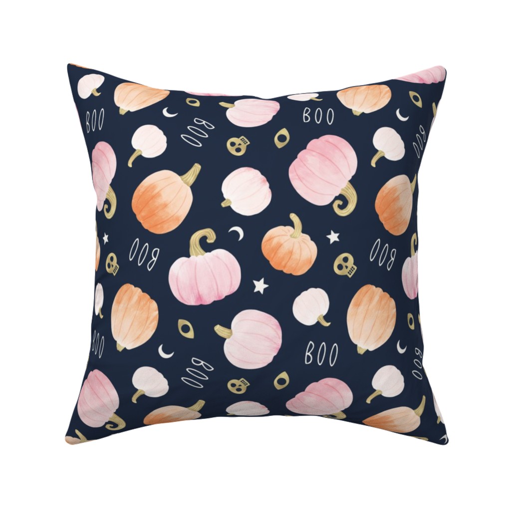 Halloween Pumpkin Party Pillow, Woven, White, 16x16, Double Sided, Orange, Orange