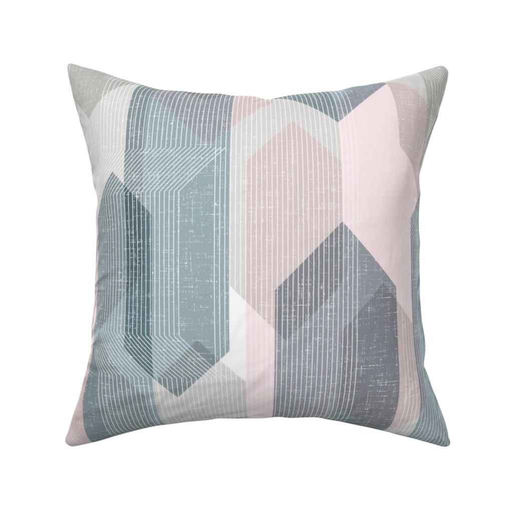 Deco Mod Hex Reflections Pillow, Woven, White, 16x16, Double Sided, Gray