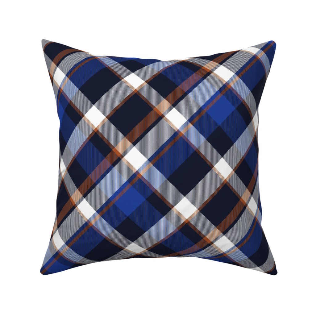 Cora's Plaid - Blue Pillow, Woven, White, 16x16, Double Sided, Blue, True Blue
