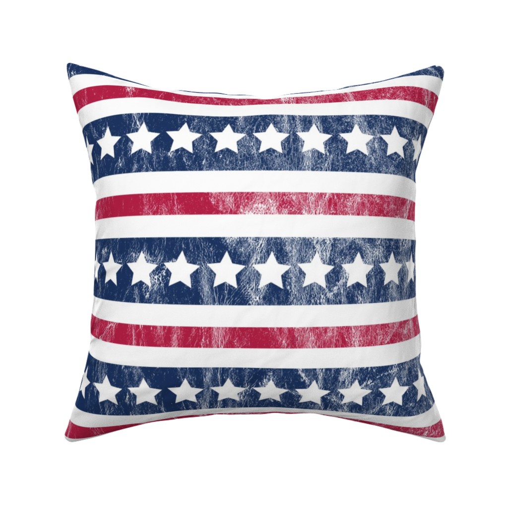 Stars and Stripes - Red, White and Blue Pillow, Woven, White, 16x16, Double Sided, Multicolor