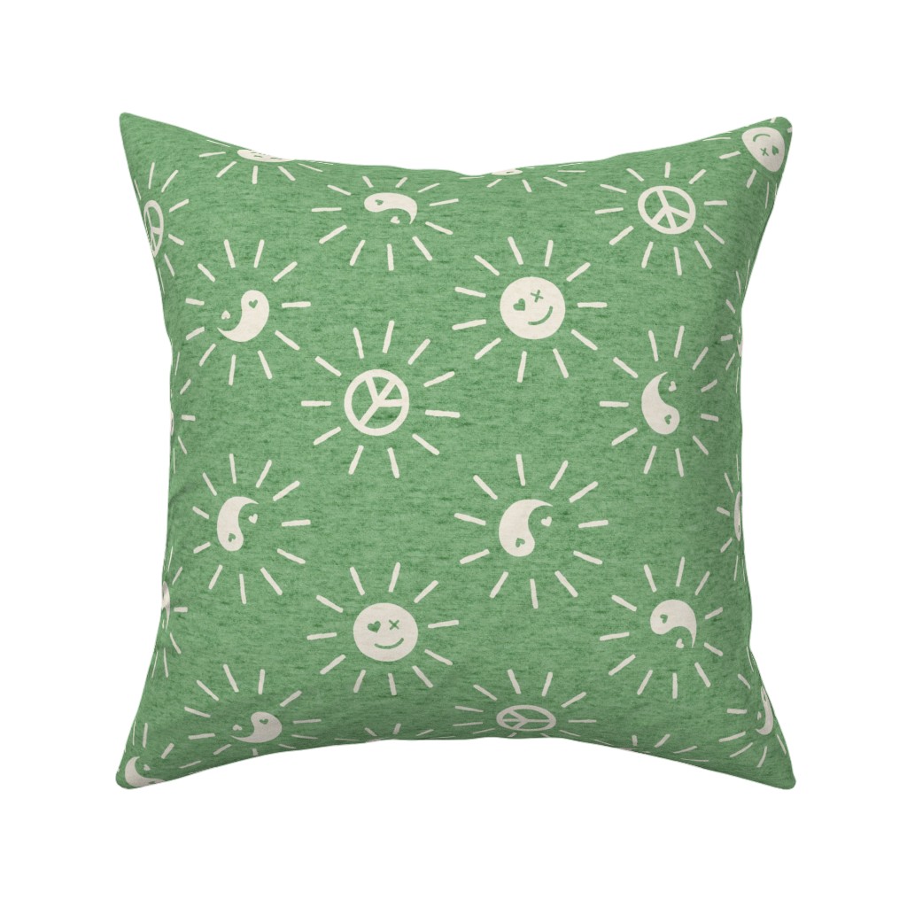 Cool Vibes Pillow, Woven, White, 16x16, Double Sided, Green, Honeydew