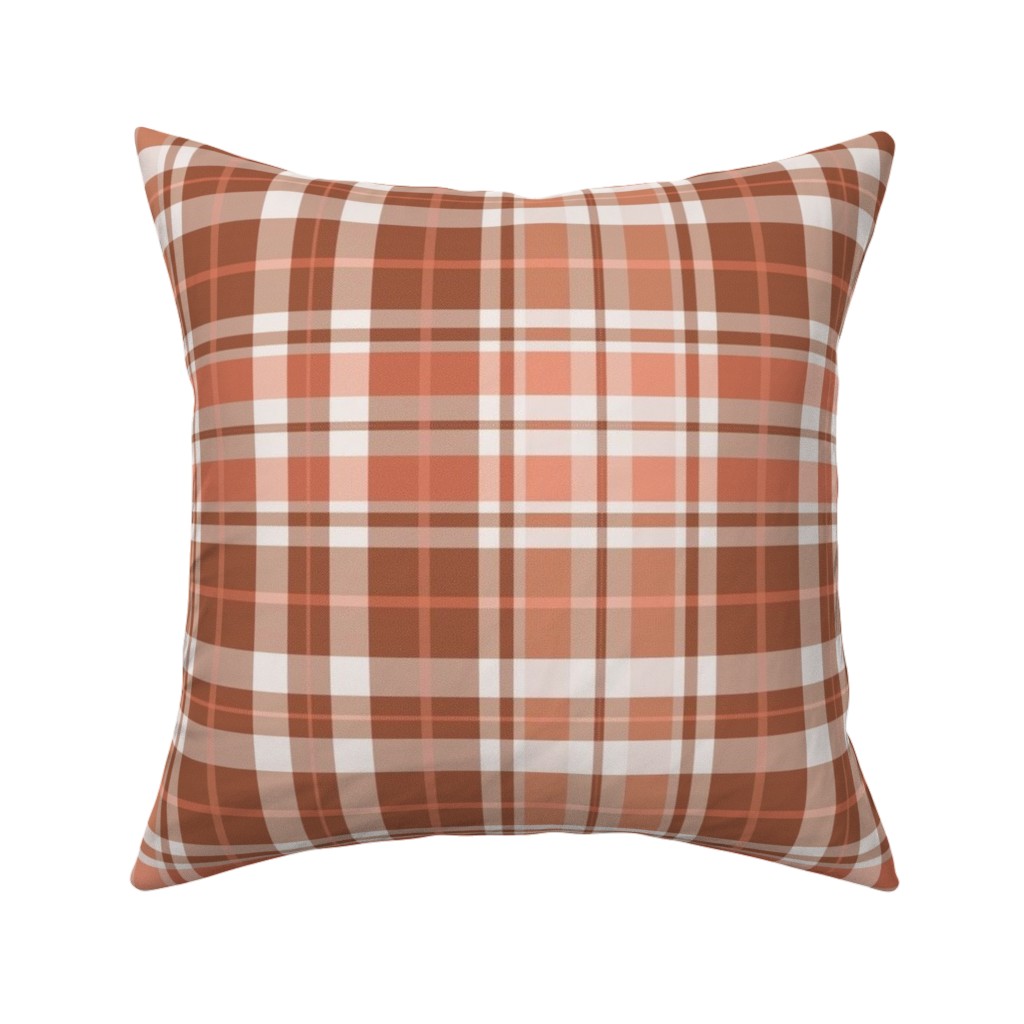 Pumpkin Spice Plaid Pillow, Woven, White, 16x16, Double Sided, Brown, Brown