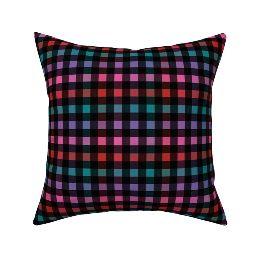 Picnic Plaid Pillow, Woven, White, 16x16, Double Sided, Multicolor, Charcoal