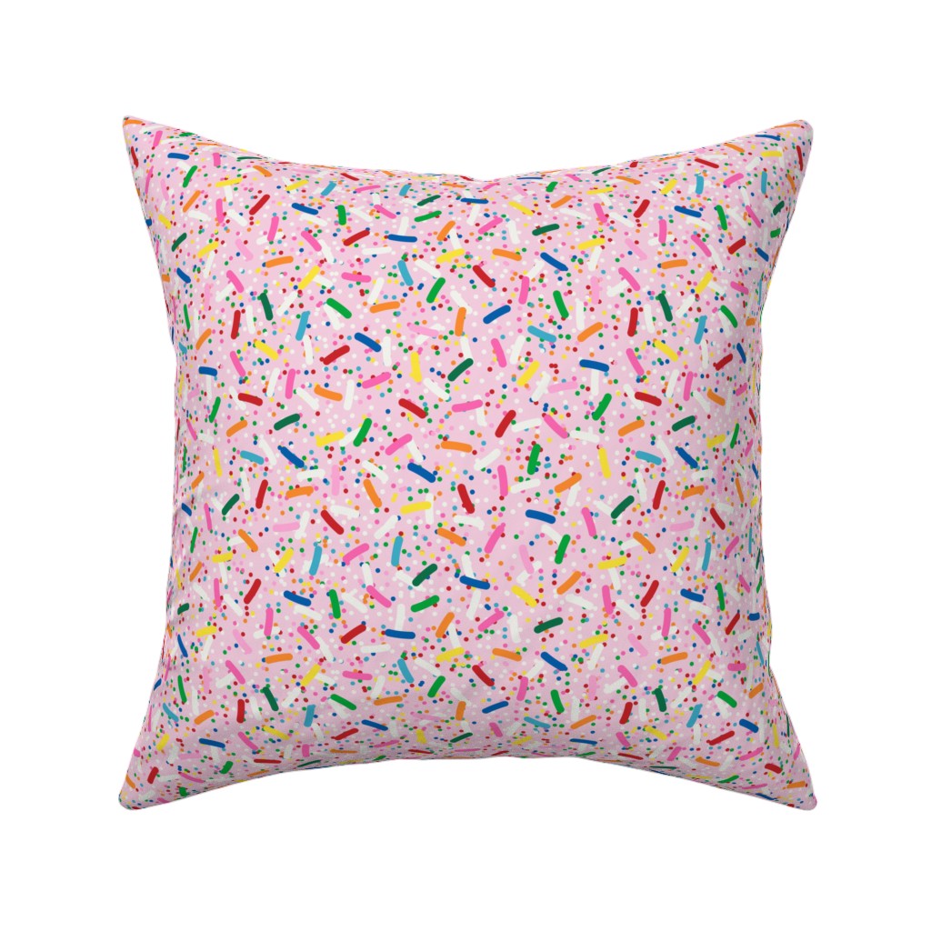 Rainbow Sprinkles Pillow, Woven, White, 16x16, Double Sided, Pink