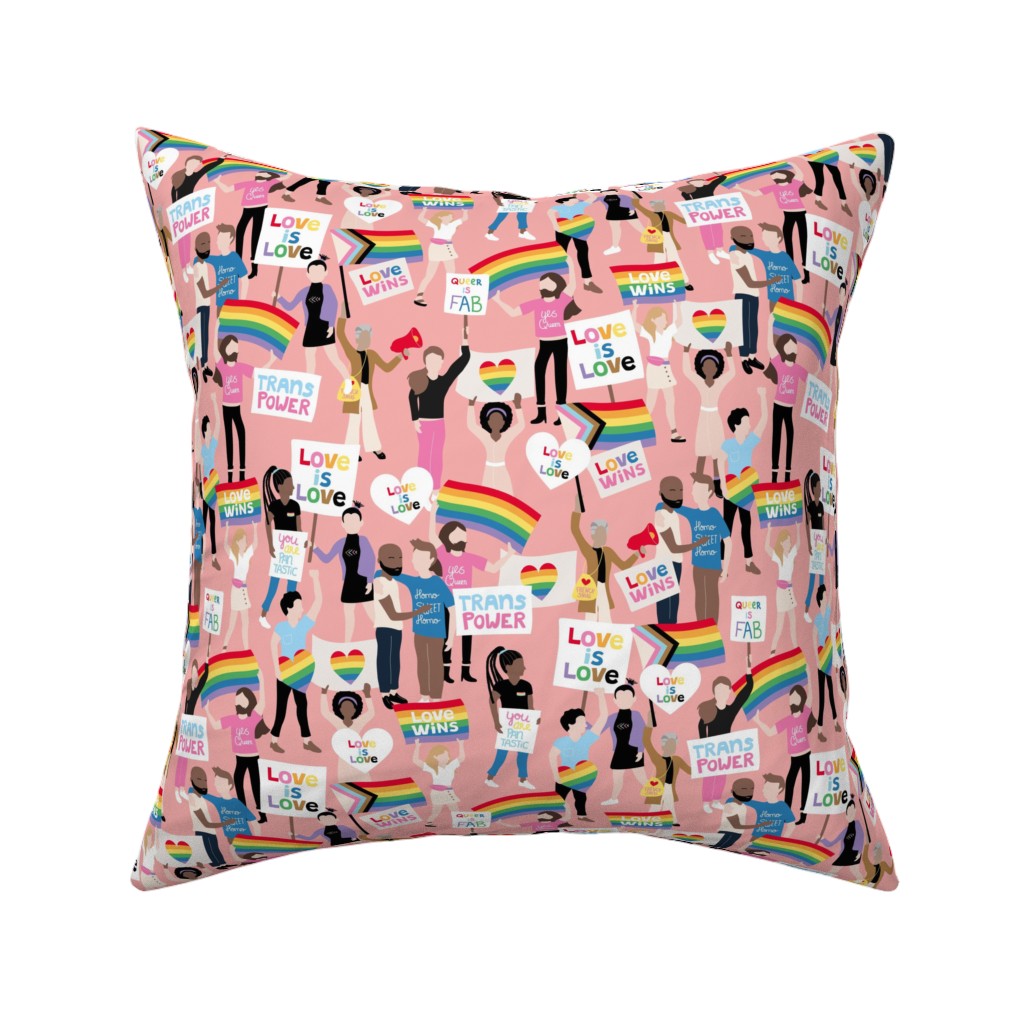 Pride Lgbtq Rainbow Flag Pillow, Woven, White, 16x16, Double Sided, Multicolor