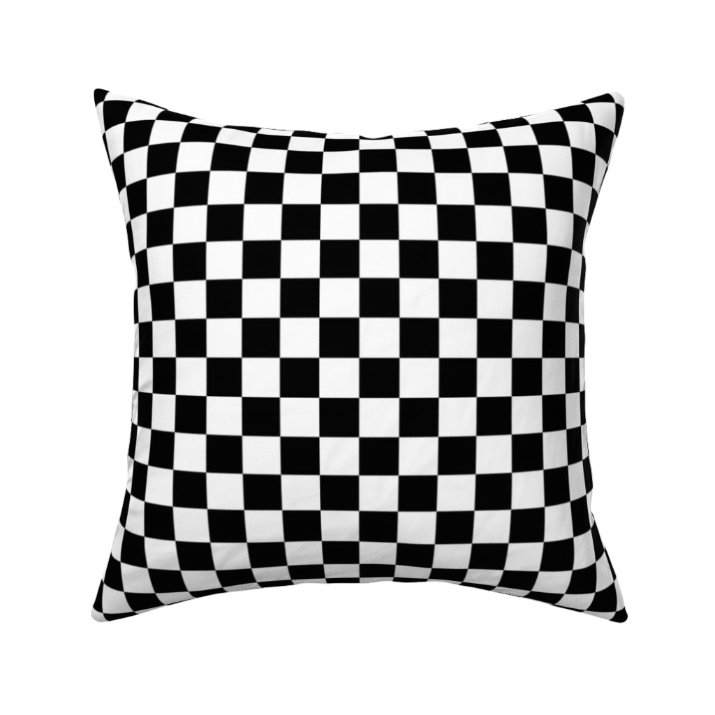 Checker - Black and White Pillow, Woven, White, 16x16, Double Sided, Black