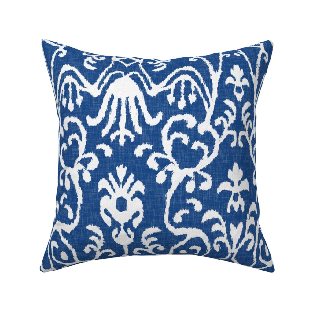 Lucette Ikat - Navy Pillow, Woven, White, 16x16, Double Sided, Blue