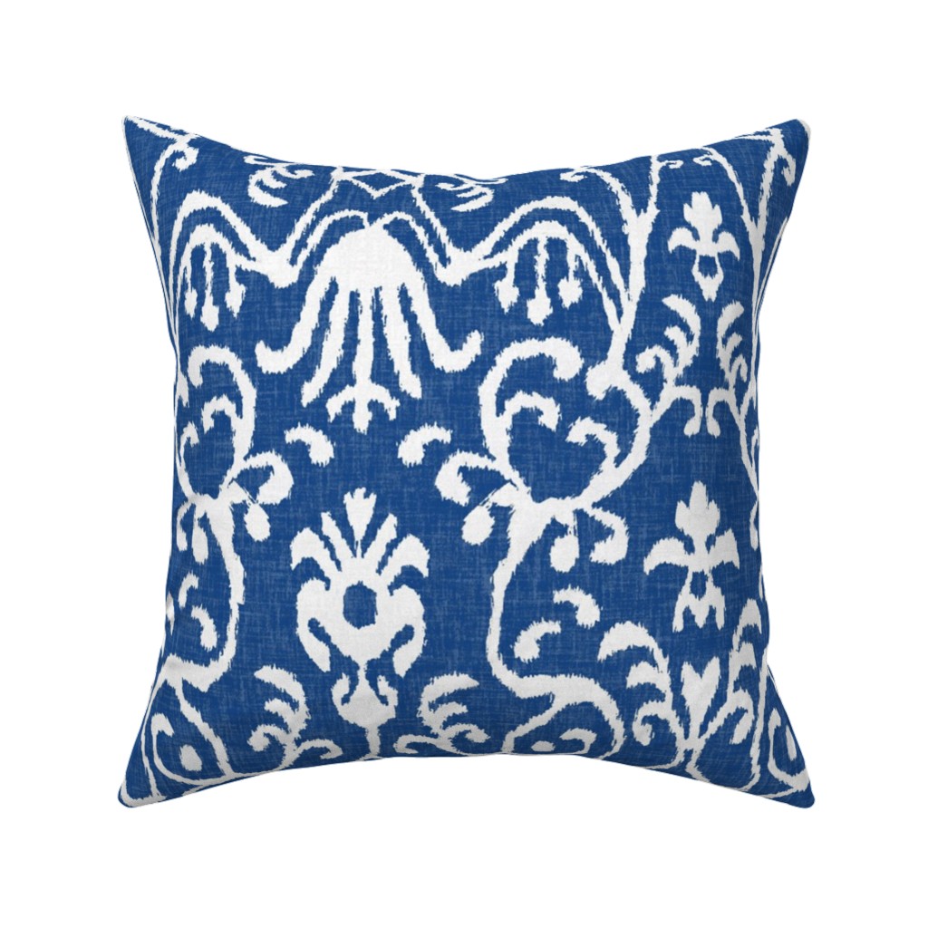 Lucette Ikat - Navy Pillow, Woven, White, 16x16, Double Sided, Blue, True Blue