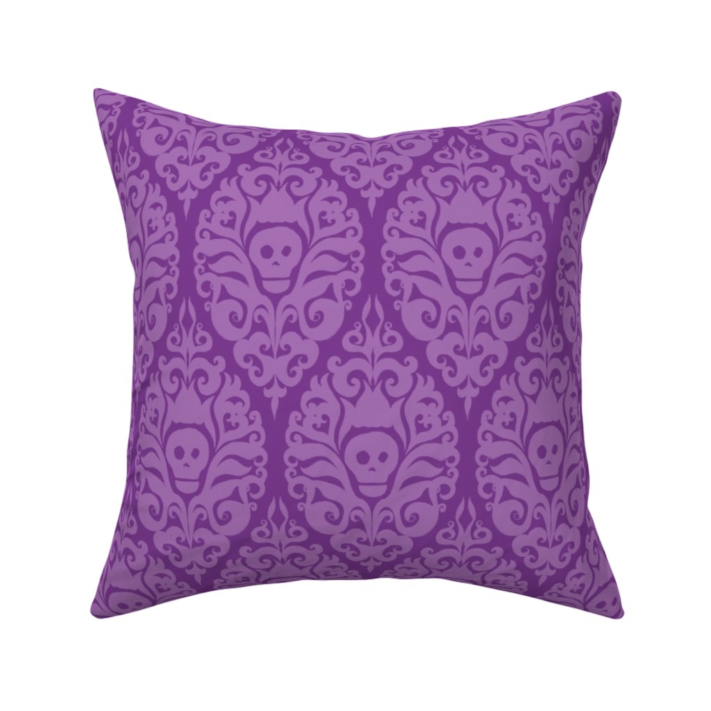 Spooky Damask - Purple Pillow, Woven, White, 16x16, Double Sided, Purple, Purple