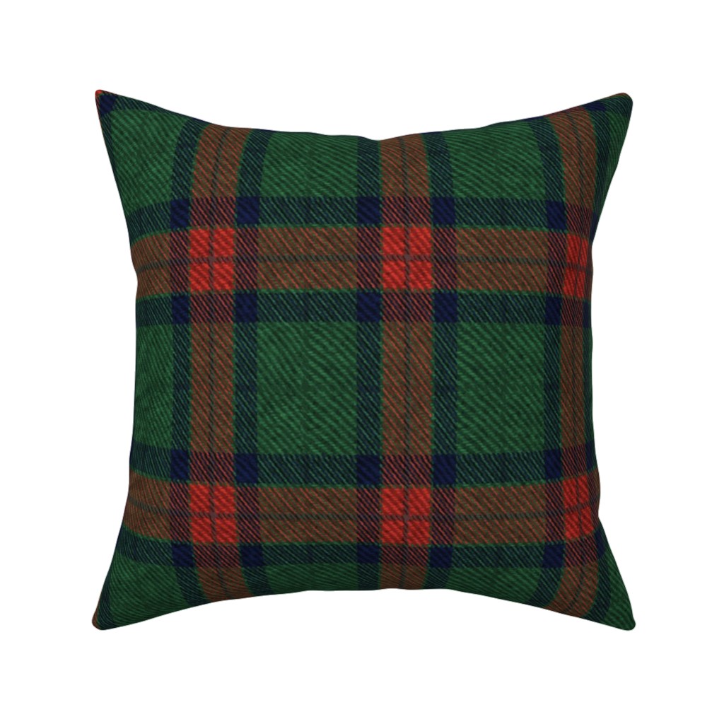 Holiday Tartan Pillow, Woven, White, 16x16, Double Sided, Green, Classic Green