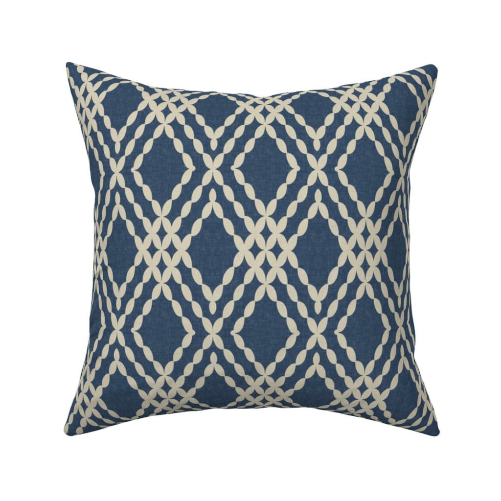 Kensington Lattice - Indigo Pillow, Woven, White, 16x16, Double Sided, Blue, True Blue