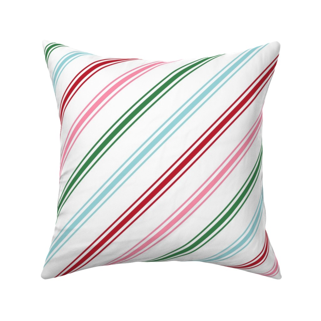 Christmas Wish Candy Cane Stripes - Multi Pillow, Woven, White, 16x16, Double Sided, Multicolor