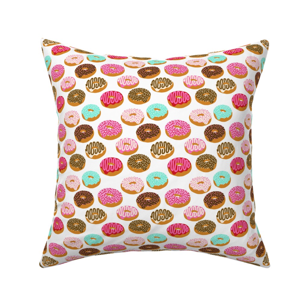 Donuts - Multicolor Pillow, Woven, White, 16x16, Double Sided, Multicolor