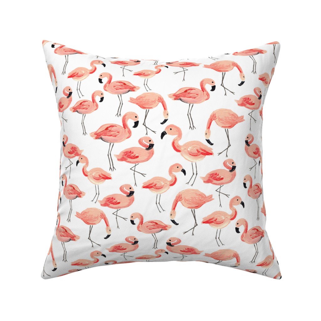 Flamingo Party - Pink Pillow, Woven, White, 16x16, Double Sided, Pink