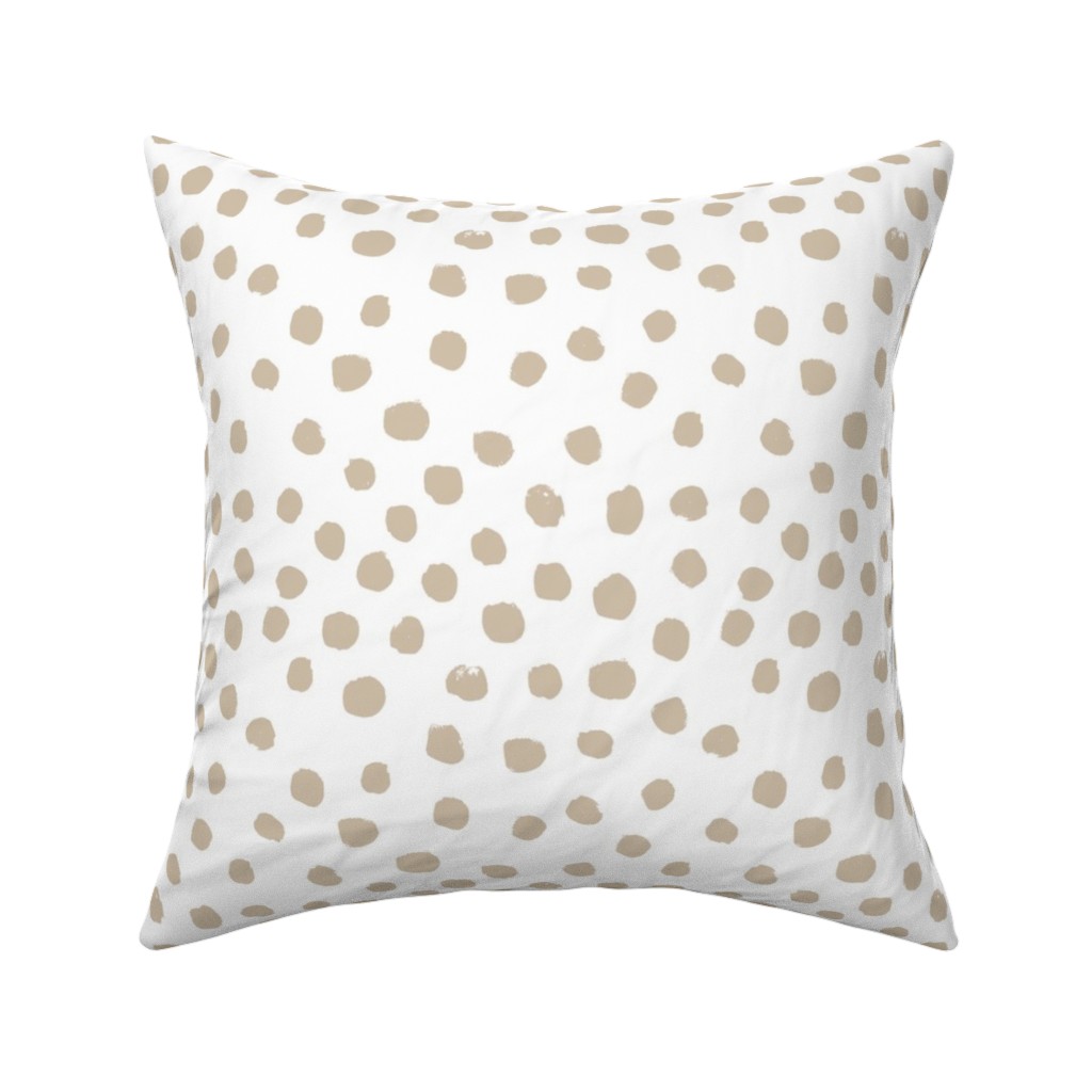 Soft Painted Dots Pillow, Woven, White, 16x16, Double Sided, Beige
