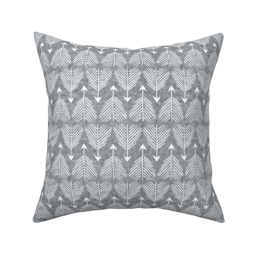 Django Arrows Pillow, Woven, White, 16x16, Double Sided, Gray, Silver