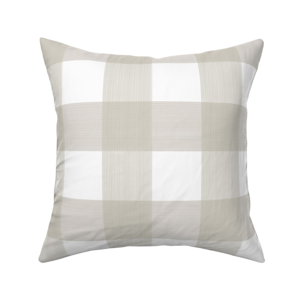 Buffalo Check Pillow, Woven, White, 16x16, Double Sided, Beige