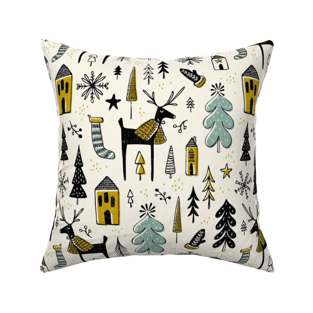 Christmas Wonderland - Light Pillow, Woven, White, 16x16, Double Sided, Multicolor