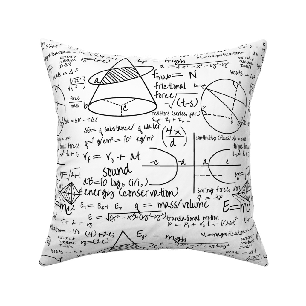 Common Equations Pillow, Woven, White, 16x16, Double Sided, White, White