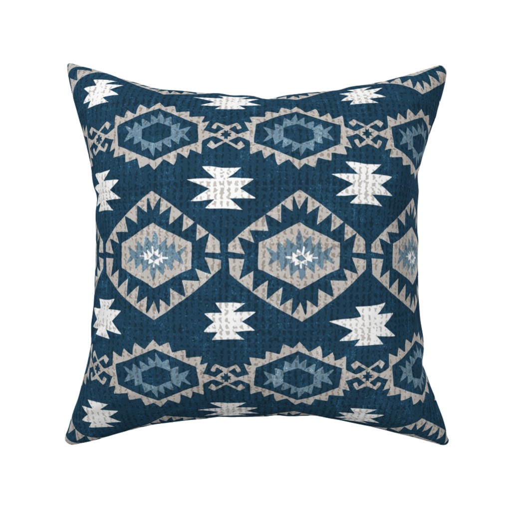 Kilim Me - Blue Pillow, Woven, White, 16x16, Double Sided, Blue, True Blue