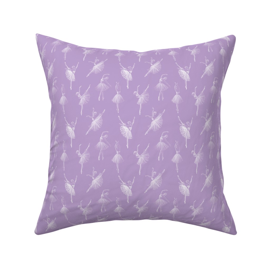 Ballerinas Pillow, Woven, White, 16x16, Double Sided, Purple