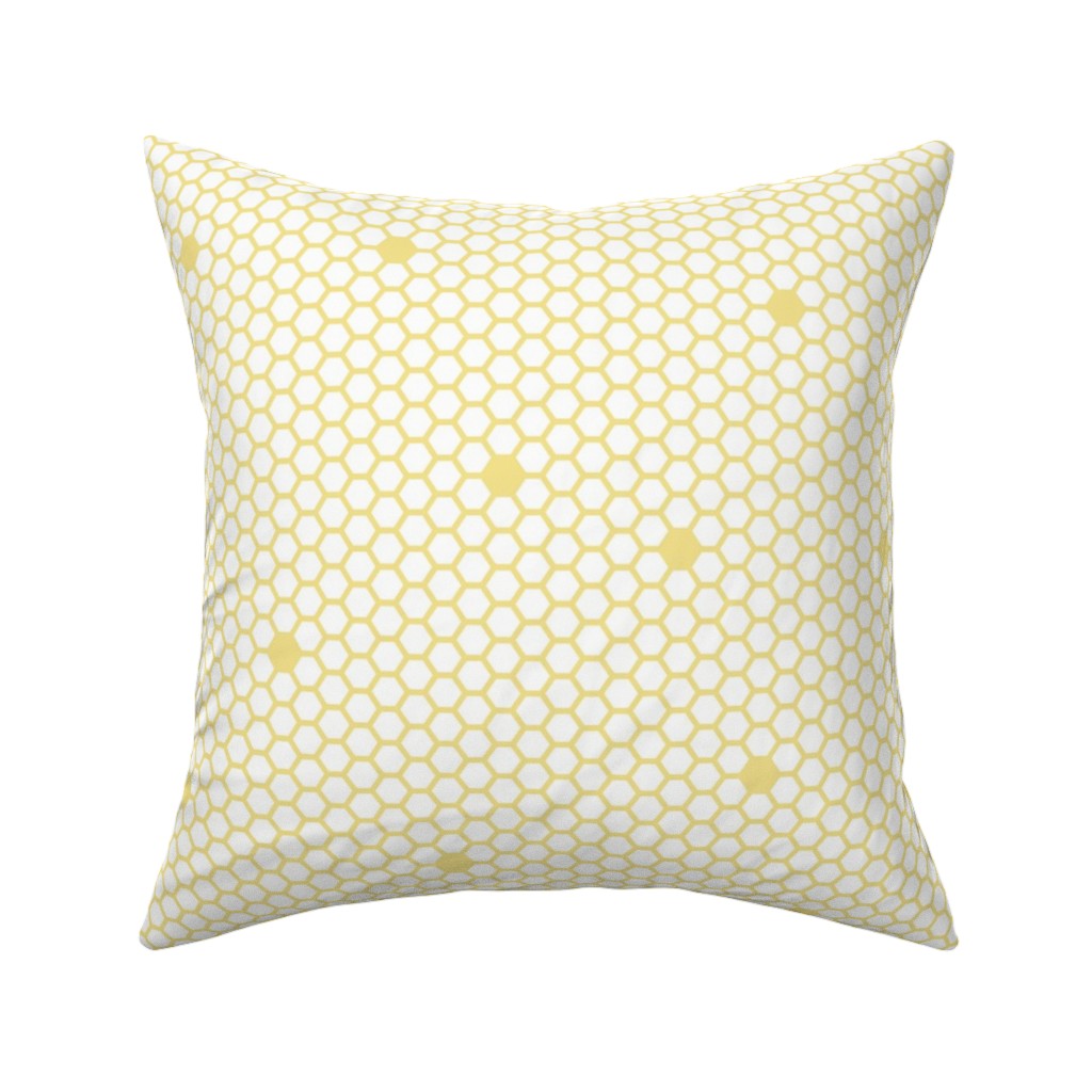 Honeycomb - Sugared Spring - Yellow Pillow, Woven, White, 16x16, Double Sided, Yellow, Classic Yellow