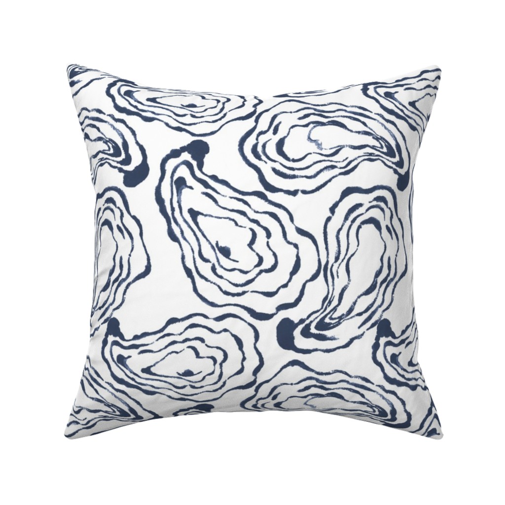 Oysters Paisley - Navy Pillow, Woven, White, 16x16, Double Sided, Blue, True Blue