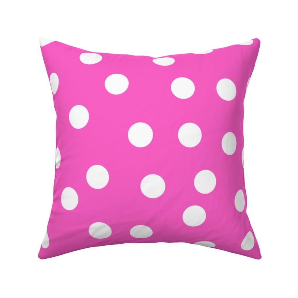 Polka Dot Scatter - Pink Pillow, Woven, White, 16x16, Double Sided, Pink