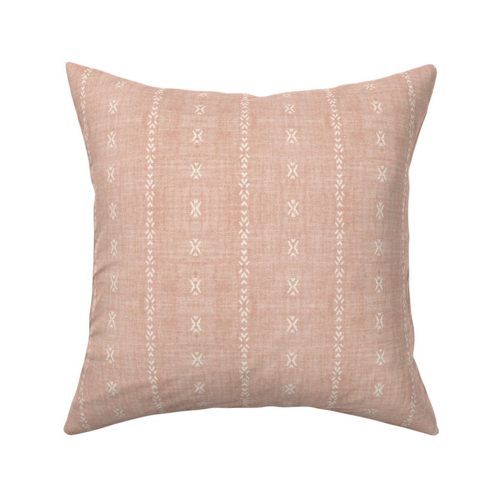 Playa Tribal Stripe - Pink Pillow, Woven, White, 16x16, Double Sided, Pink, Bright Pink