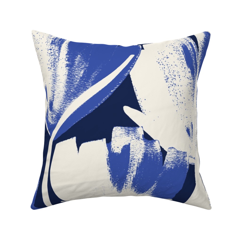 Flowers - Indigo Pillow, Woven, White, 16x16, Double Sided, Blue, True Blue