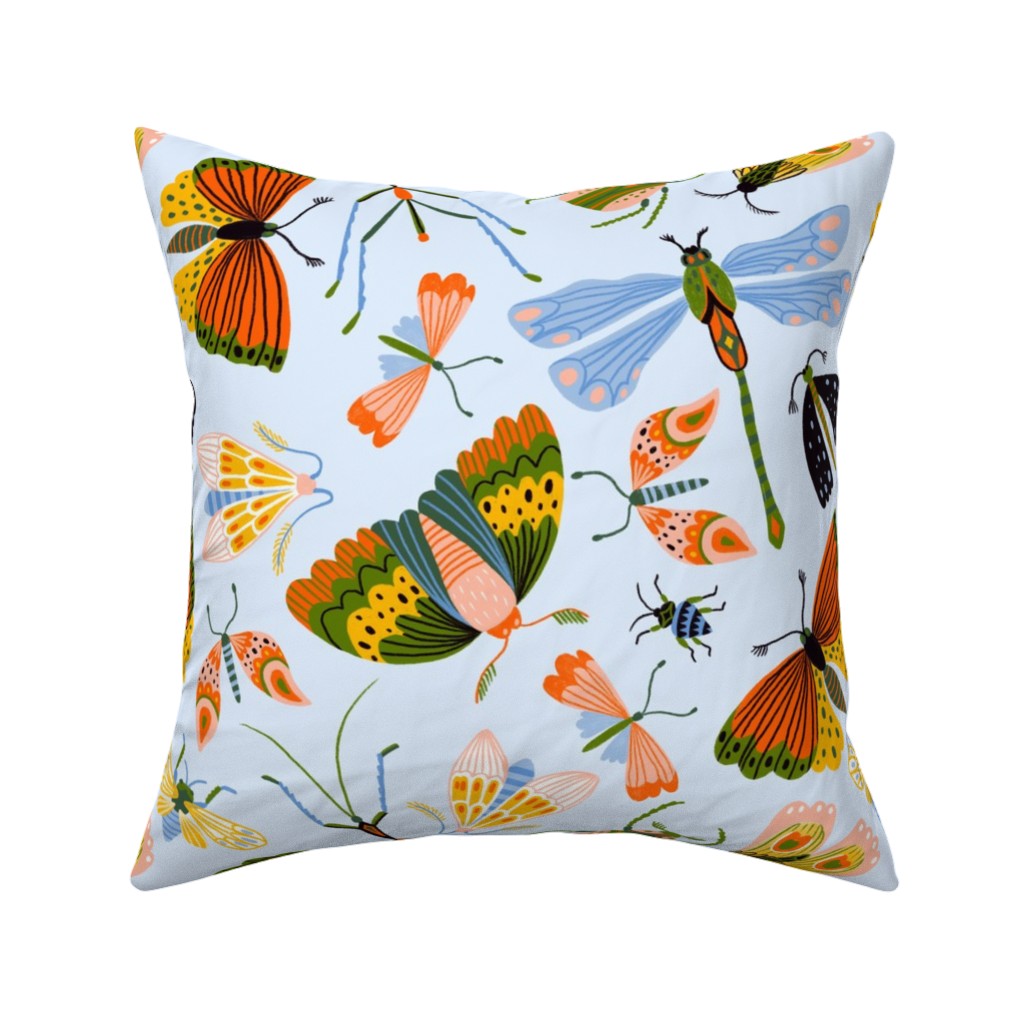 Funny Midges - Multi Pillow, Woven, White, 16x16, Double Sided, Multicolor