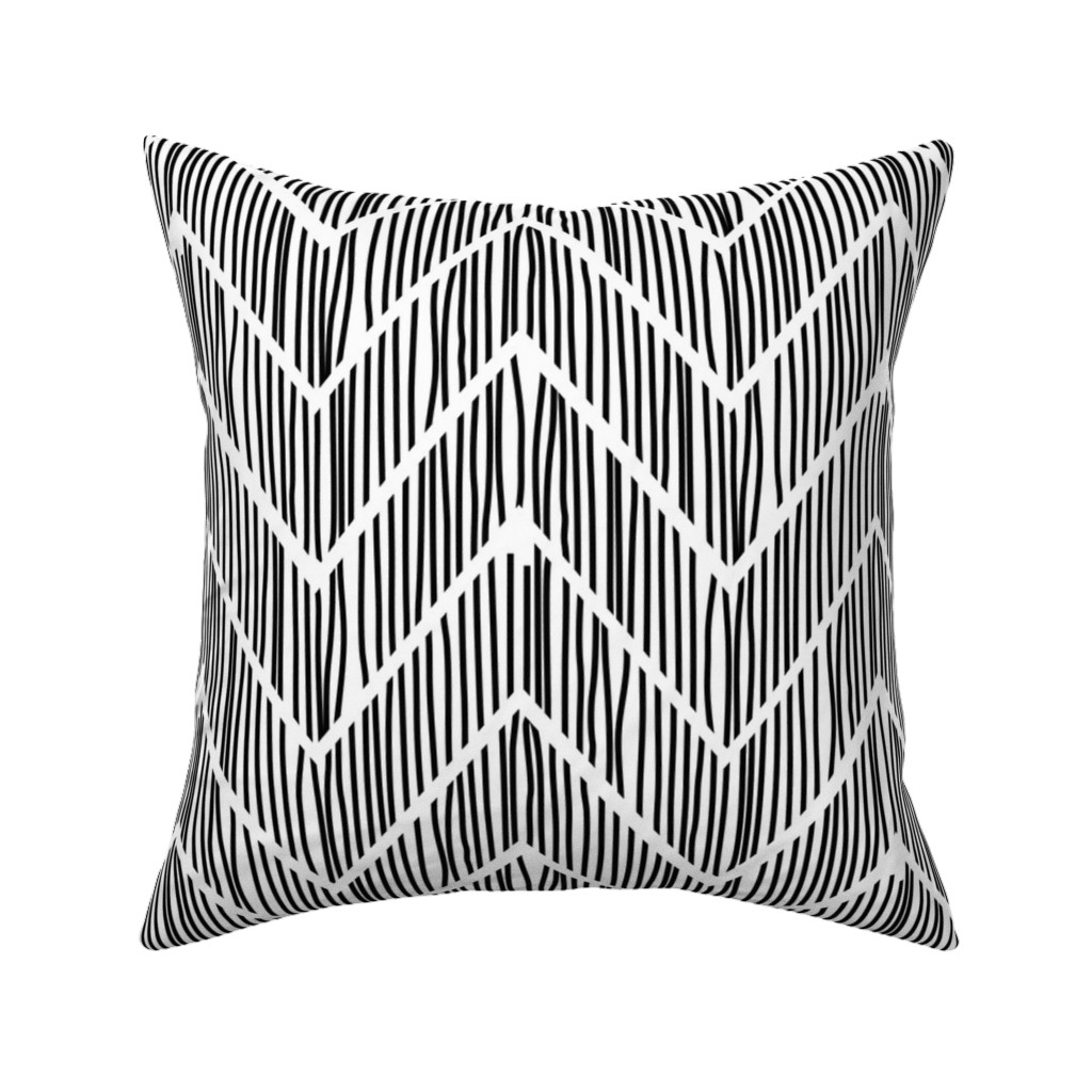 Black & White Chevron Pillow, Woven, White, 16x16, Double Sided, Gray