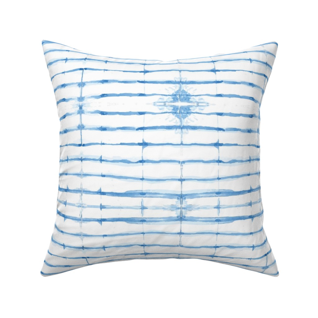 Shibori - Blue Pillow, Woven, White, 16x16, Double Sided, Blue