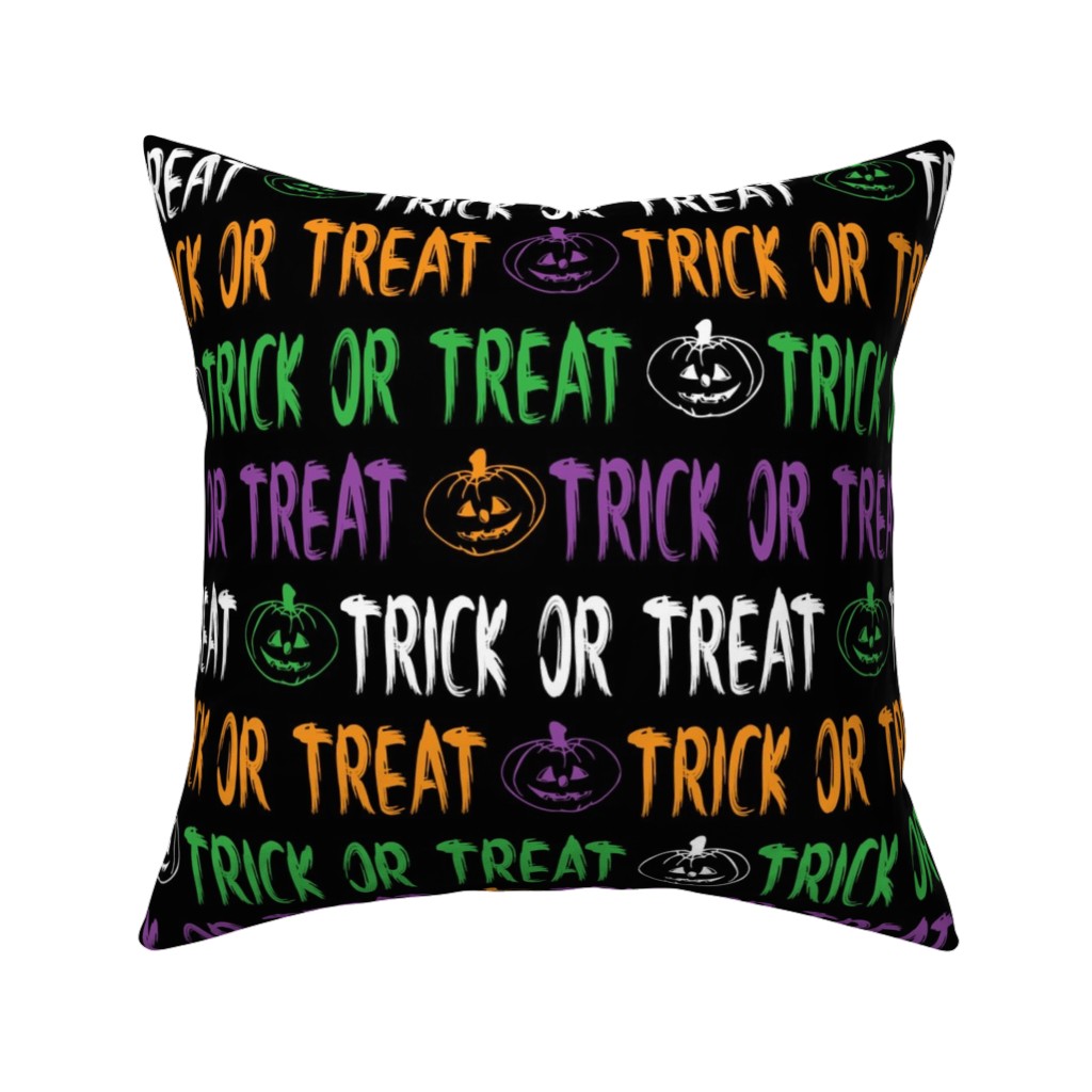 Trick or Treat Halloween Typography - Multi Pillow, Woven, White, 16x16, Double Sided, Multicolor