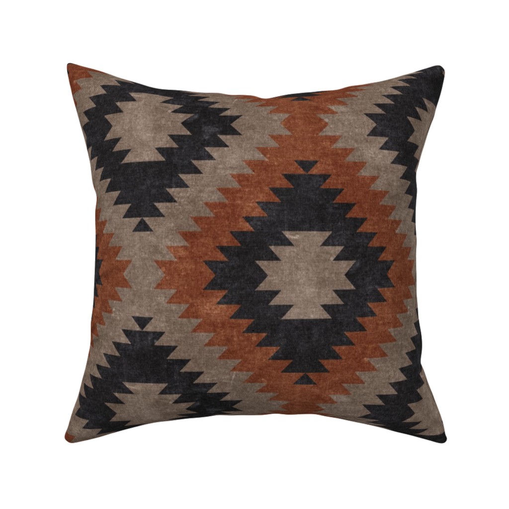 Tribal Southwest Boho Pillow, Woven, White, 16x16, Double Sided, Brown